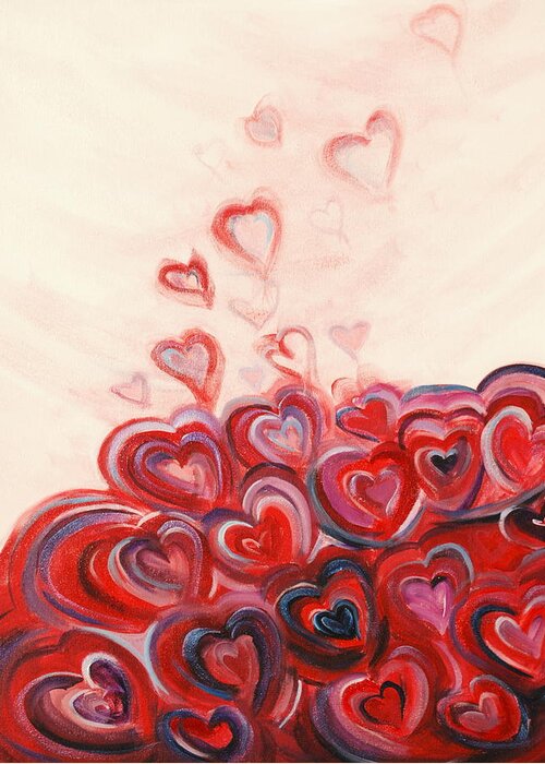 Hearts Greeting Card featuring the painting Hearts Given to God by Deb Brown Maher