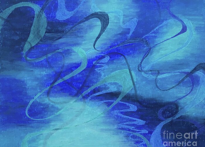 Abstract Greeting Card featuring the painting Heartsong Blue 1 by Annette M Stevenson