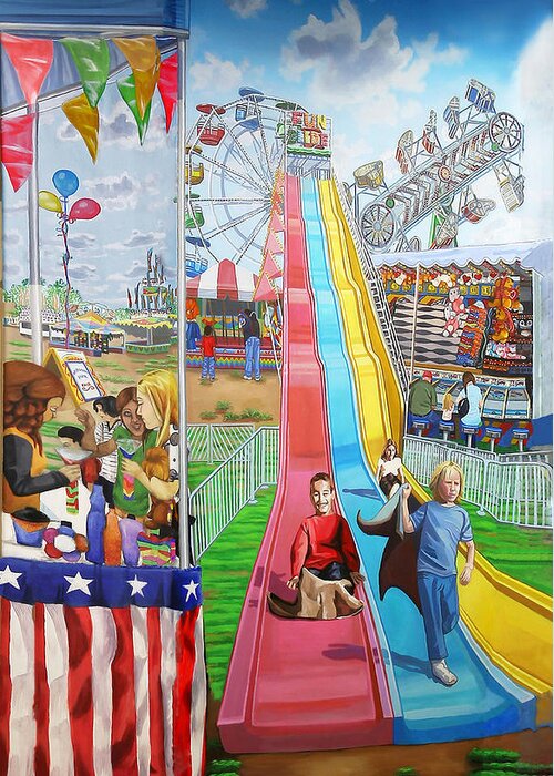 Long Island Greeting Card featuring the painting Hecksher Park Fair by Bonnie Siracusa