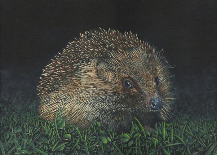 Hedgehog Greeting Card featuring the painting Hedgehog by John Neeve