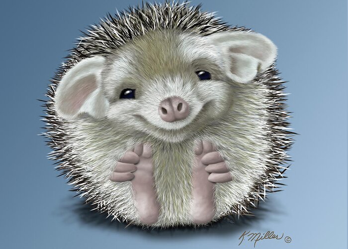 Hedgehog Greeting Card featuring the digital art Hedgehog by Kathie Miller