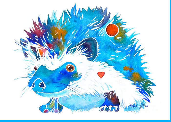 Hedgehog Greeting Card featuring the painting Hedgehog with Heart by Jo Lynch