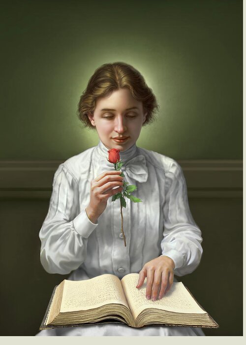 Helen Keller Greeting Card featuring the digital art Helen Keller by Mark Fredrickson