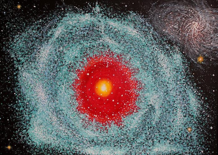 Outer Space Nebula Greeting Card featuring the painting Helix Nebula by Georgeta Blanaru