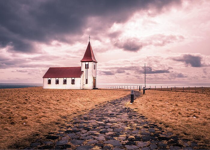Church Greeting Card featuring the photograph Hellnar church - Iceland - Travel photography by Giuseppe Milo