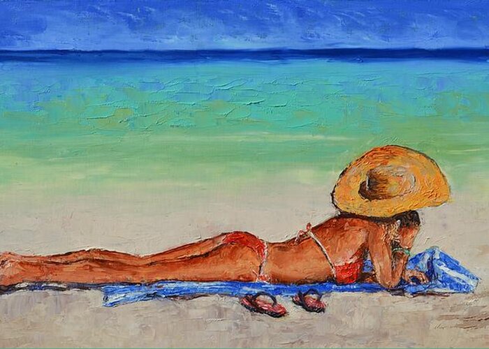Beach Greeting Card featuring the painting Hello From Paradise by Lynee Sapere