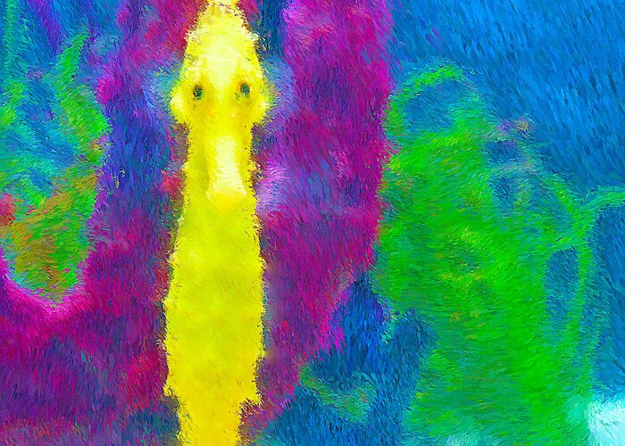 Seahorse Greeting Card featuring the painting Hello by Ken Krolikowski