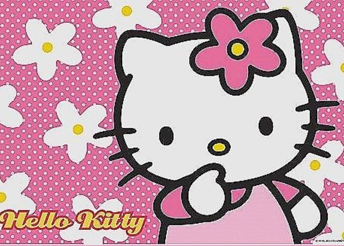hello kitty wallpaper hd free Luxury Free of Hello Kitty Wallpaper with  Floral pink background Greeting Card by Barbora Bradacova