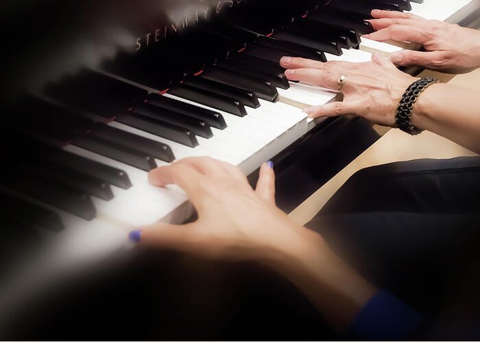 Hands On Piano Keys Greeting Card featuring the photograph Helping Hand - by Julie Weber