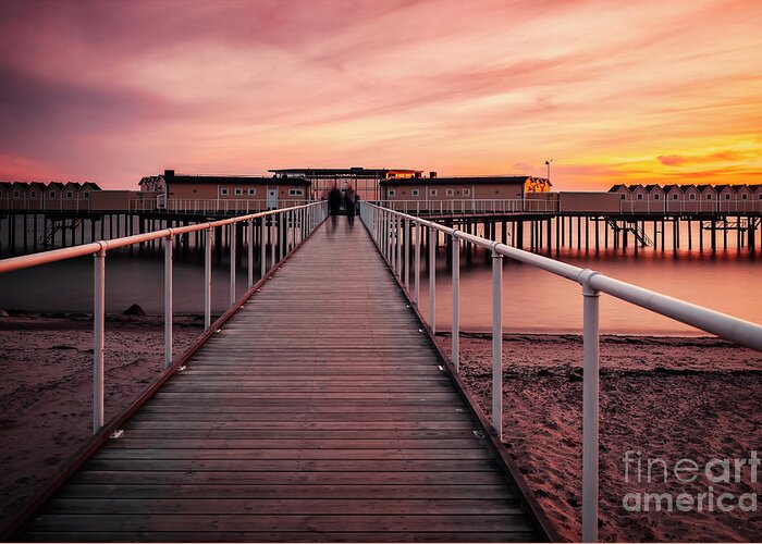 Palsjo Greeting Card featuring the photograph Helsingborg pier at sunset by Sophie McAulay