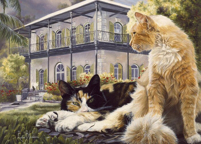 Hemingway Greeting Card featuring the painting Hemingway House by Lucie Bilodeau