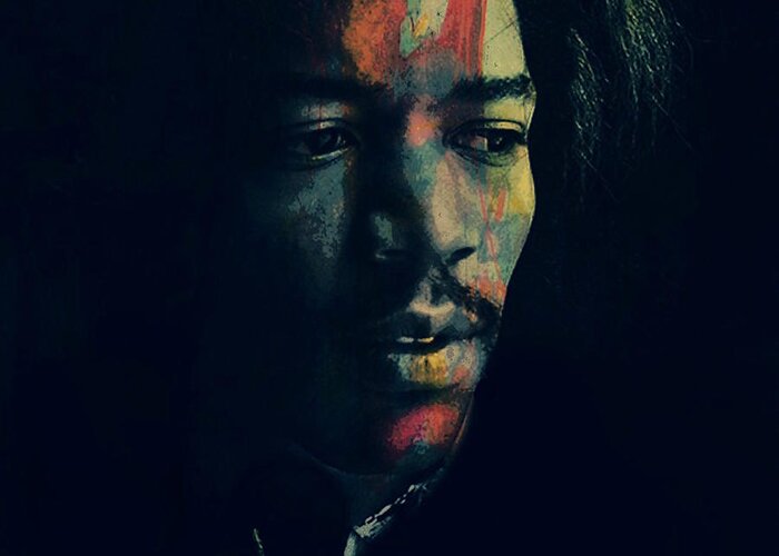 Jimi Hendrix Greeting Card featuring the digital art Hendrix by Paul Lovering