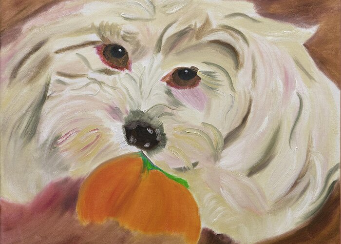 Puppy Greeting Card featuring the painting Henry's Love by Meryl Goudey