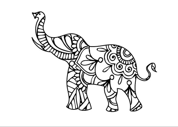 Henna Elephant 2 Greeting Card by Ricky Barnard