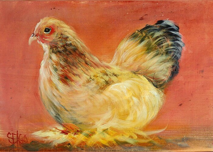 Chickens Greeting Card featuring the painting Henney by Sally Seago