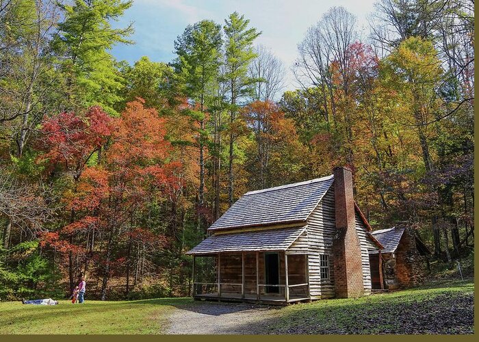 Log Cabin Greeting Card featuring the photograph Henry Whitehead Place in Fall by Kevin Craft