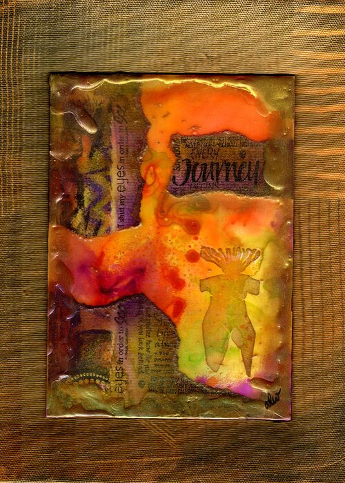 Wood Greeting Card featuring the mixed media Her Journey by Angela L Walker