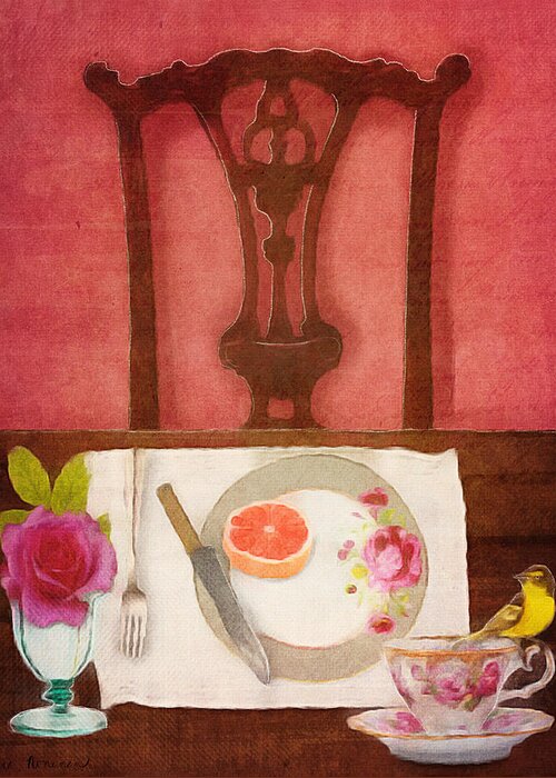 Formal Dining Greeting Card featuring the digital art Her Place at the Table by Lisa Noneman