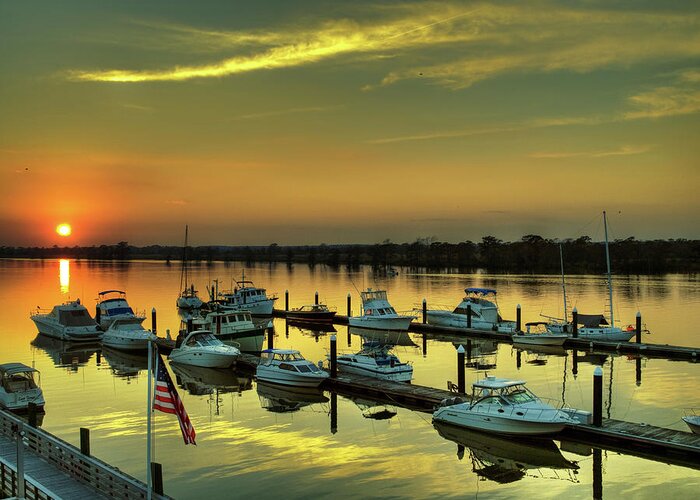 Heritage Marina Greeting Card featuring the photograph Heritage Marina by Mike Covington