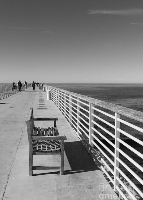 Pier Greeting Card featuring the photograph Hermosa Beach Seat by Ana V Ramirez