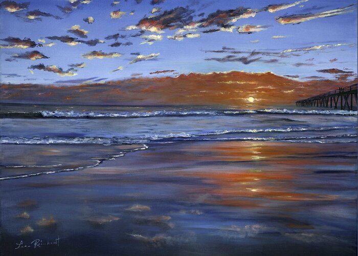 Hermosa Beach Sunset Greeting Card featuring the painting Hermosa Sunset by Lisa Reinhardt