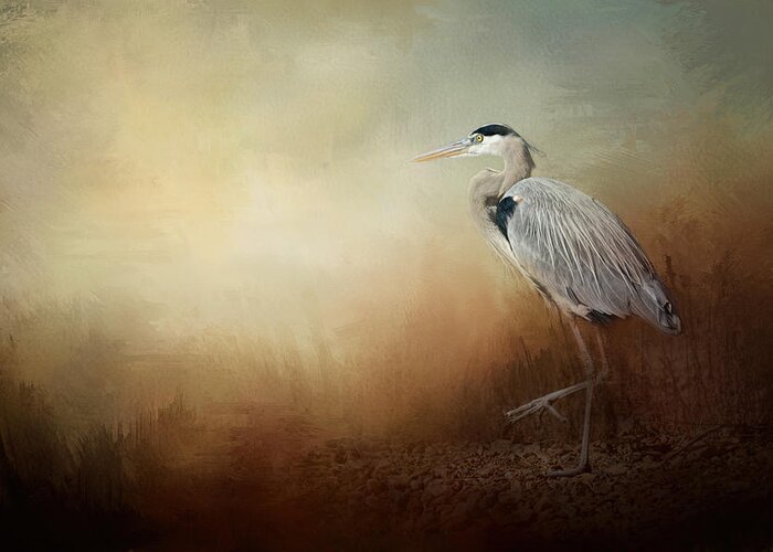 Jai Johnson Greeting Card featuring the photograph Heron At The Inlet by Jai Johnson