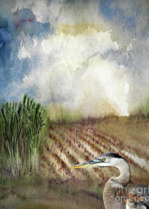 #creativemother Greeting Card featuring the painting Heron in the Cane by Francelle Theriot