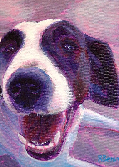 Dog Greeting Card featuring the painting Hi there doggie by Robie Benve