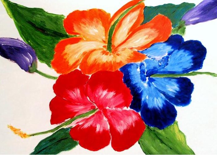 Hibiscus Greeting Card featuring the painting Hibiscus by Jamie Frier