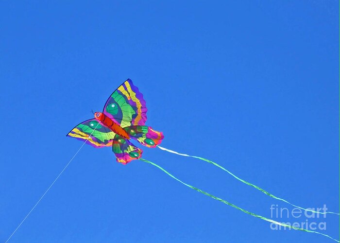 Kite Greeting Card featuring the photograph High Flying Butterfly Kite by Ann Horn