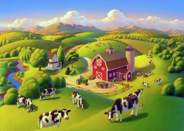 Farm Greeting Card featuring the painting High Meadow Farm by Robin Moline