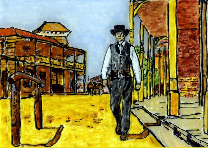 Marshal Greeting Card featuring the painting High Noon by Phil Strang