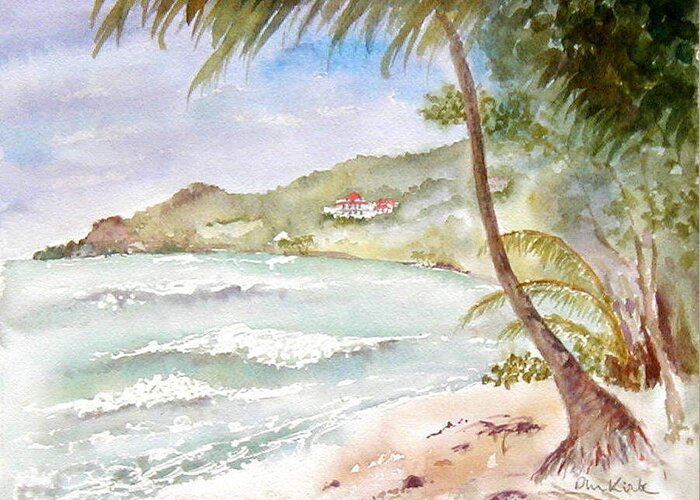 Tortola Greeting Card featuring the painting High Surf at Brewers by Diane Kirk