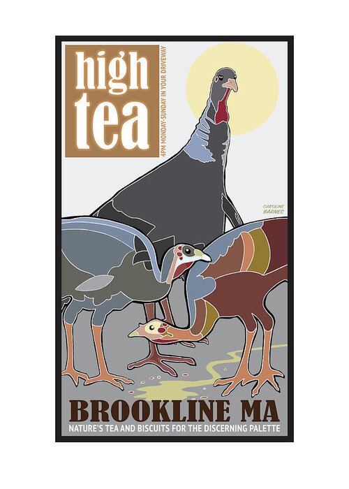 Brookline Turkeys Greeting Card featuring the digital art High Tea by Caroline Barnes