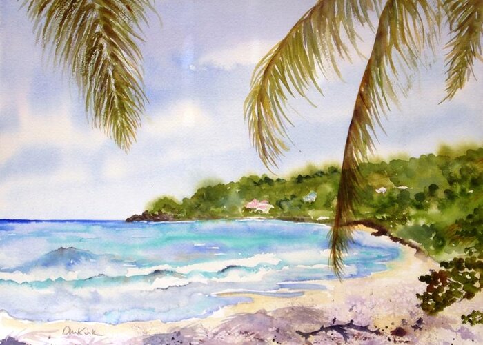 Caribbean Greeting Card featuring the painting High Tide at Brewers by Diane Kirk