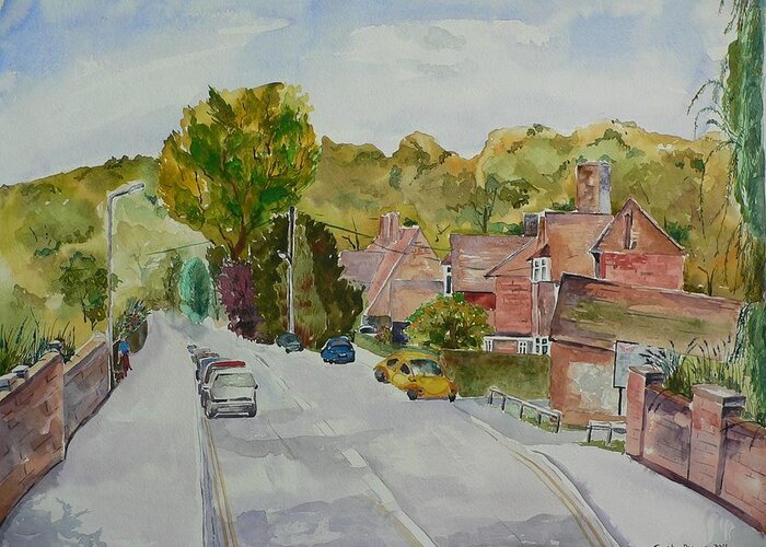 Street Scene Greeting Card featuring the painting High Wycombe by Geeta Yerra