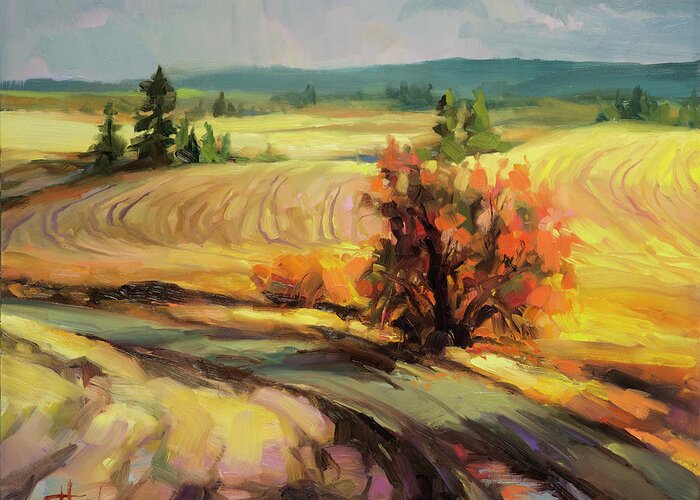 Country Greeting Card featuring the painting Highland Road by Steve Henderson