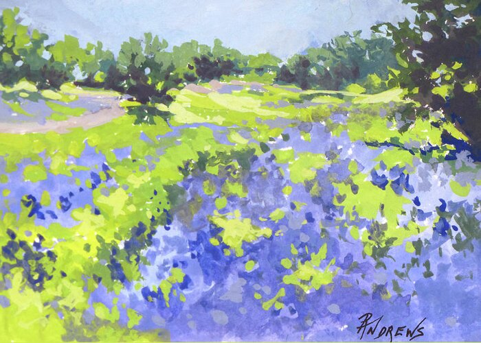 Landscape Greeting Card featuring the painting Hill Country Display by Rae Andrews