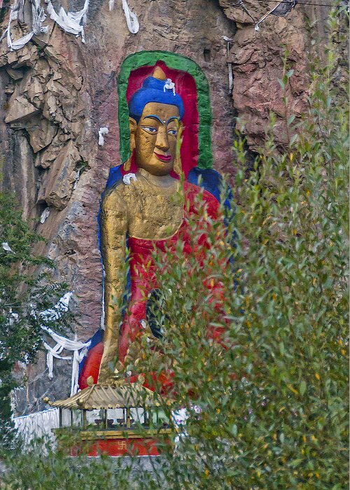 Asia Greeting Card featuring the photograph Hillside Buddha by Alan Toepfer