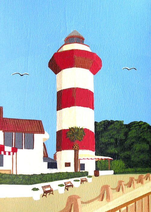 Lighthouses Greeting Card featuring the painting Hilton Head Lighthouse Painting by Frederic Kohli