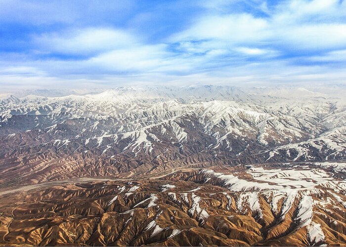 Central Asia Greeting Card featuring the photograph Hindu Kush Snowy Peaks by SR Green