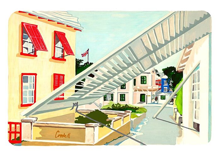 Historic Island Architecture Greeting Card featuring the painting Historic St George's Town - Bermuda by Joan Cordell