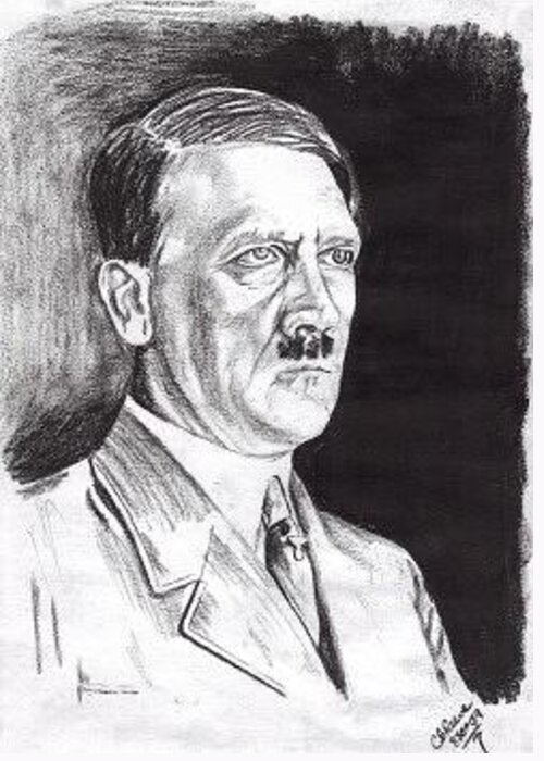 Hitler in Charcoal Drawing by Chris Reeve