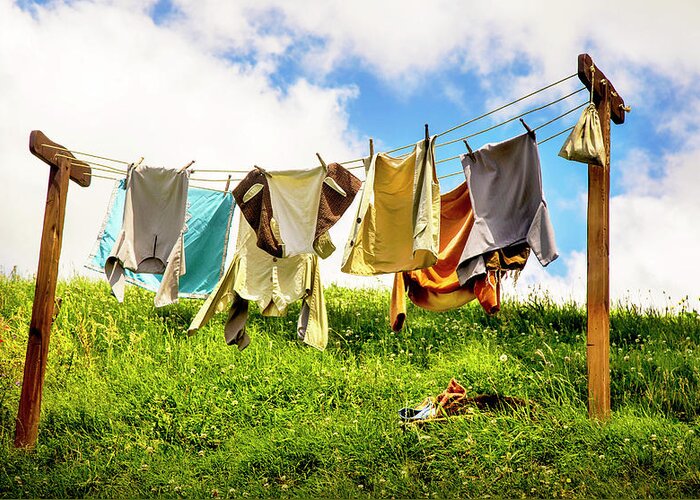 Hobbits Greeting Card featuring the photograph Hobbit Clothesline by Kathryn McBride