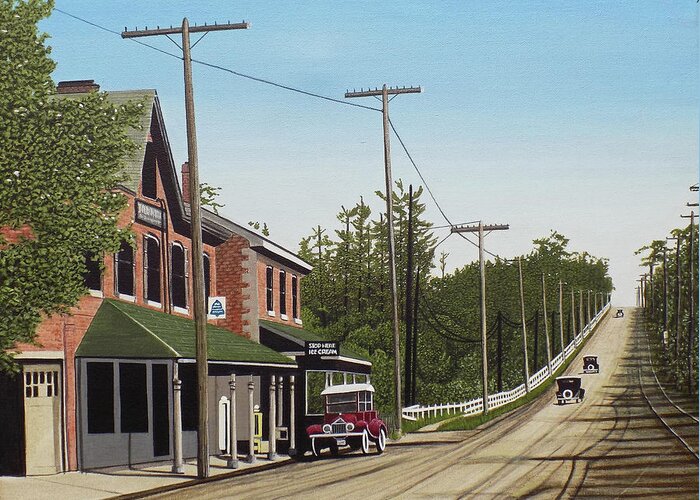 Streetscapes Greeting Card featuring the painting Hoggs Hollow Toronto 1920 by Kenneth M Kirsch