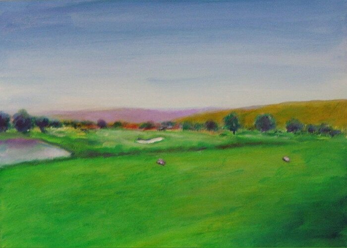 Golf Greeting Card featuring the painting Hole 7 Of Mice and Men by Shannon Grissom
