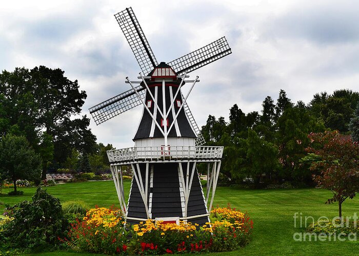 Windmill Greeting Card featuring the photograph Holland Grey Windmill by Amy Lucid
