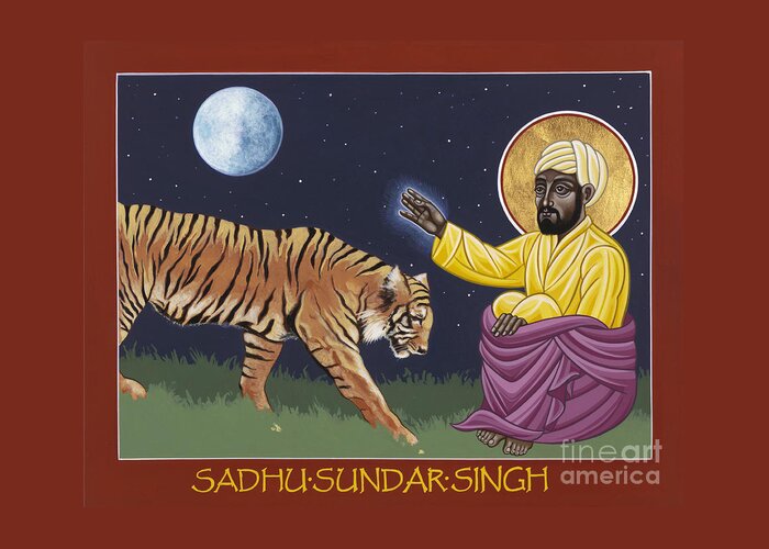Holy Sadhu Sundar Singh Greeting Card featuring the painting Holy Sadhu Sundar Singh 189 by William Hart McNichols