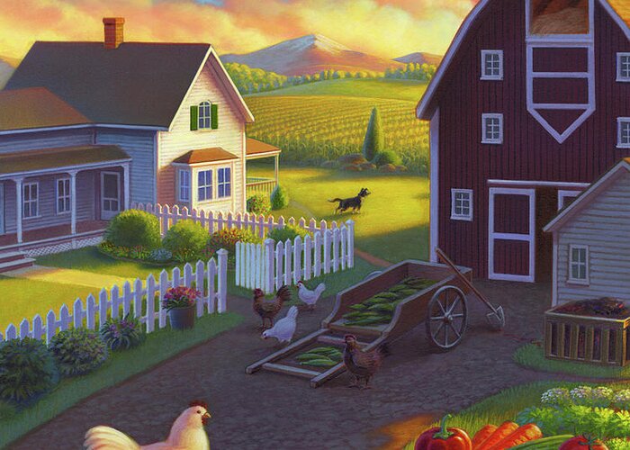 Farm Scene Greeting Card featuring the painting Home on the Farm by Robin Moline