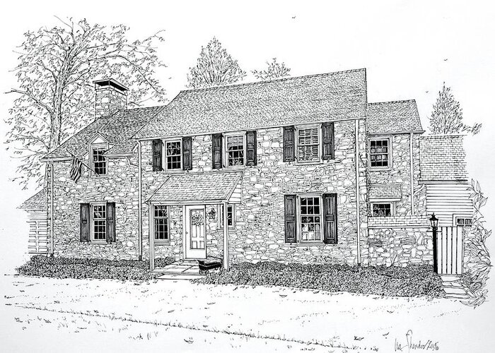 Pennsylvania Architecture Greeting Card featuring the drawing Homes Of The Main Line by Ira Shander
